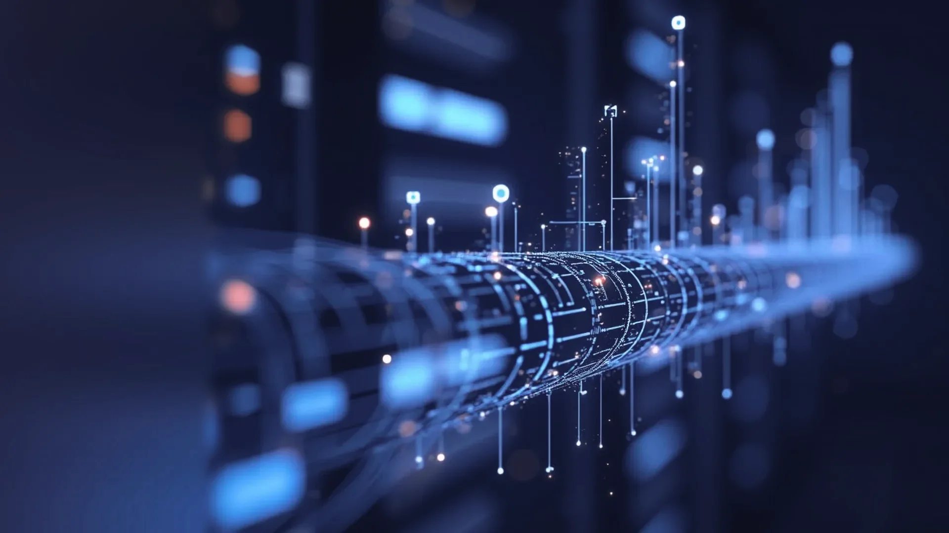 Industrial data flowing between server cabinets